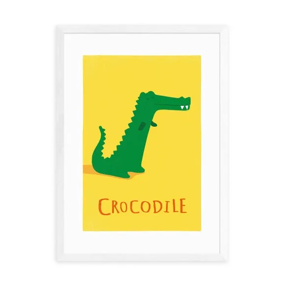 Portrait Wall Print Crocodile Design - Yellow