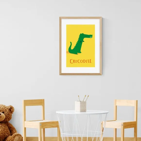 Portrait Wall Print Crocodile Design - Yellow