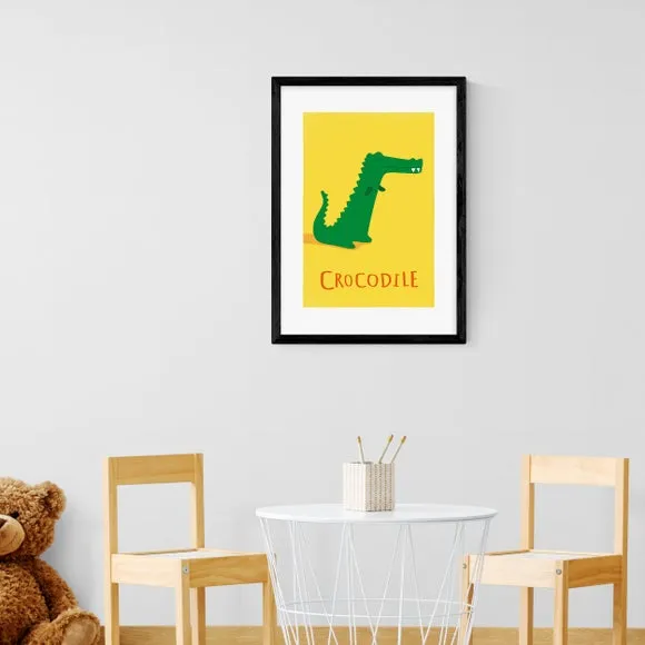 Portrait Wall Print Crocodile Design - Yellow