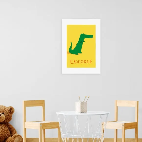 Portrait Wall Print Crocodile Design - Yellow