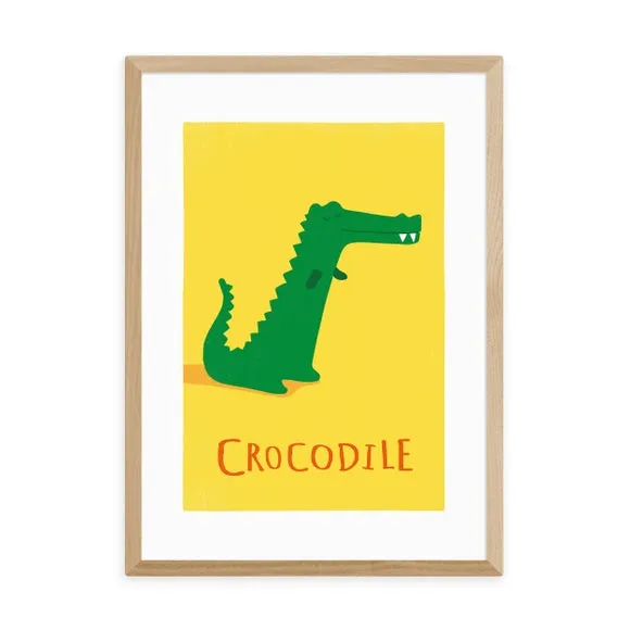 Portrait Wall Print Crocodile Design - Yellow