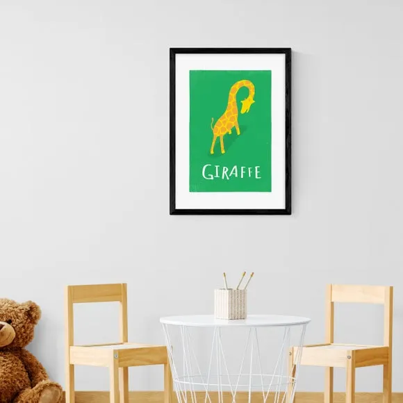 Portrait Wall Print Giraffe Design - Green