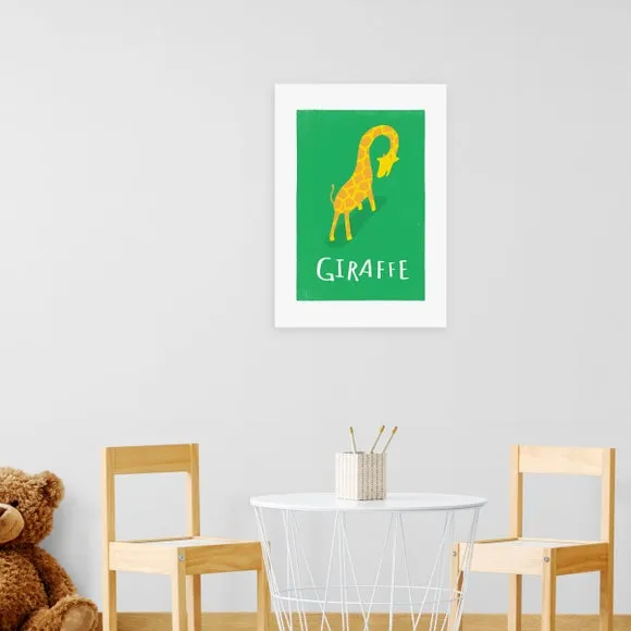 Portrait Wall Print Giraffe Text - Green image