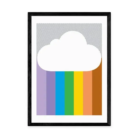 Portrait Wall Print Rainbow Cloud - Multicolor