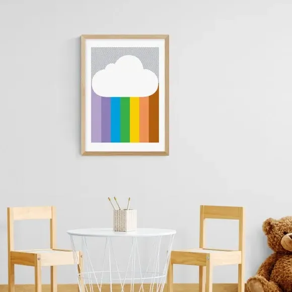 Portrait Wall Print Rainbow Cloud - Multicolor