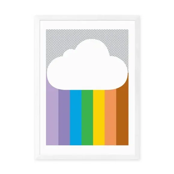 Portrait Wall Print Rainbow Cloud - Multicolor