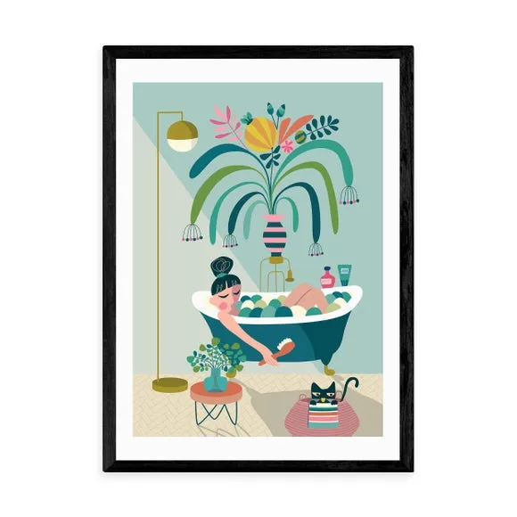 Portrait Wall Print with Bath Theme - Green