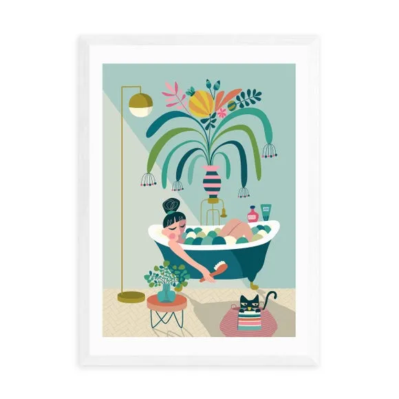 Portrait Wall Print with Bath Theme - Green