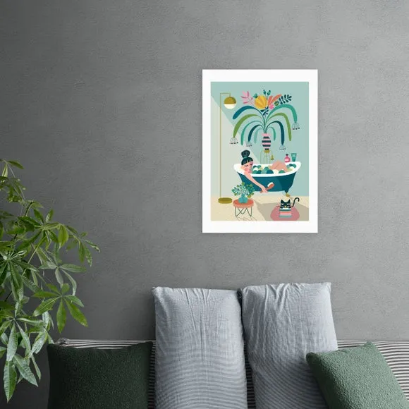 Portrait Wall Print with Bath Theme - Green image