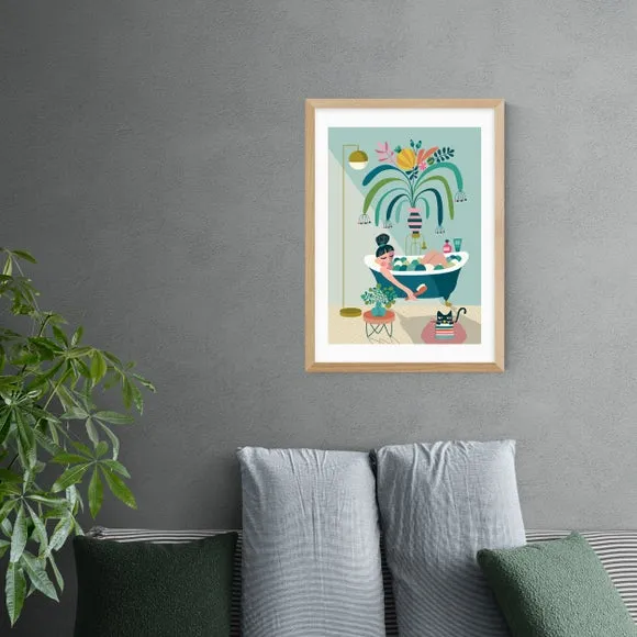 Portrait Wall Print with Bath Theme - Green