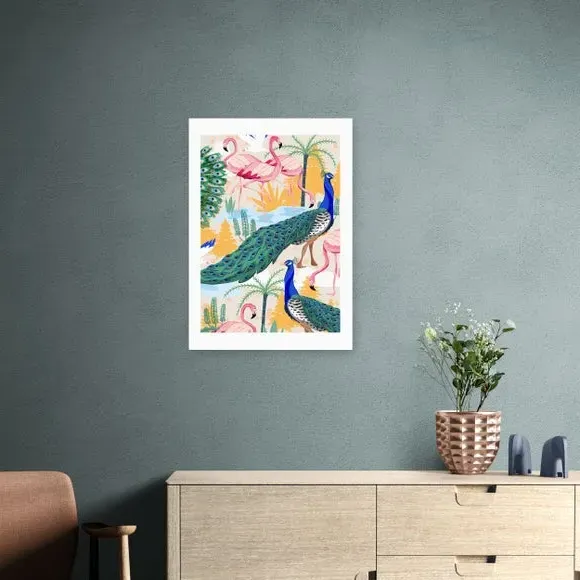 Portrait Wall Print with Birds - Multicolor image