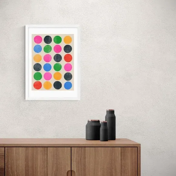 Portrait Wall Print with Circles - Multicolor