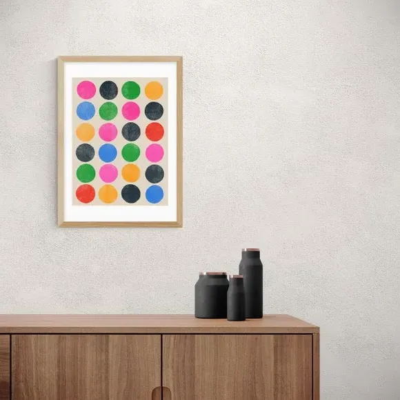 Portrait Wall Print with Circles - Multicolor