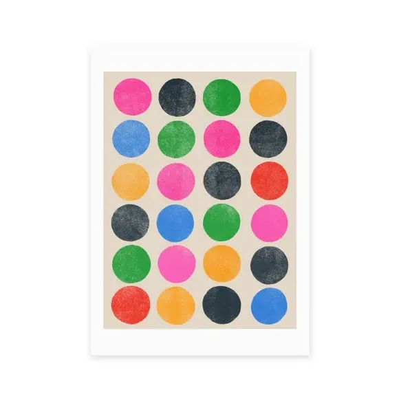 Portrait Wall Print with Circles - Multicolor