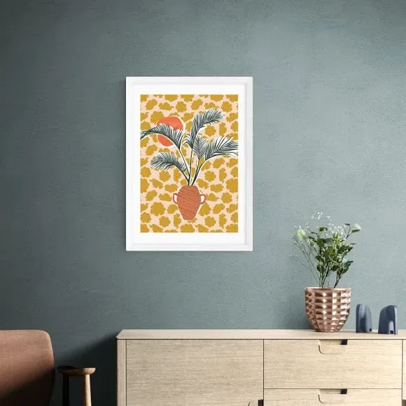 Potted Palm Tree Wall Print - Yellow