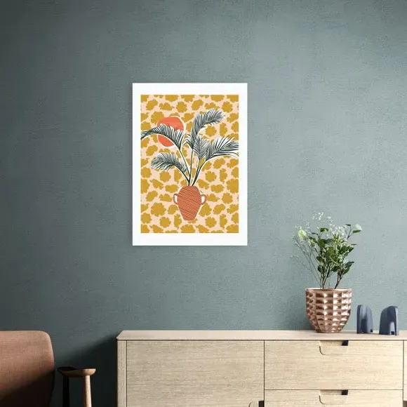 Potted Palm Tree Wall Print - Yellow