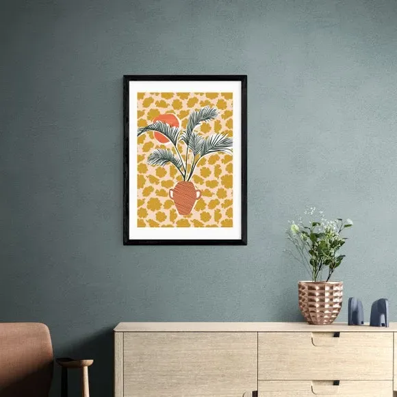 Potted Palm Tree Wall Print - Yellow