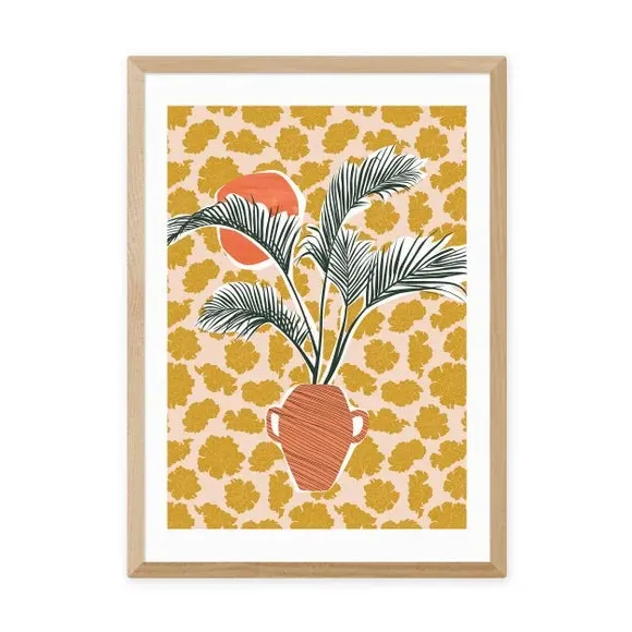 Potted Palm Tree Wall Print - Yellow