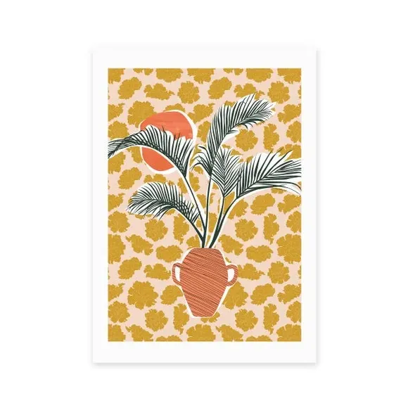 Potted Palm Tree Wall Print - Yellow