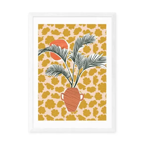 Potted Palm Tree Wall Print - Yellow