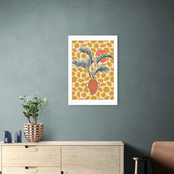 Potted Palm Tree Wall Print - Yellow image