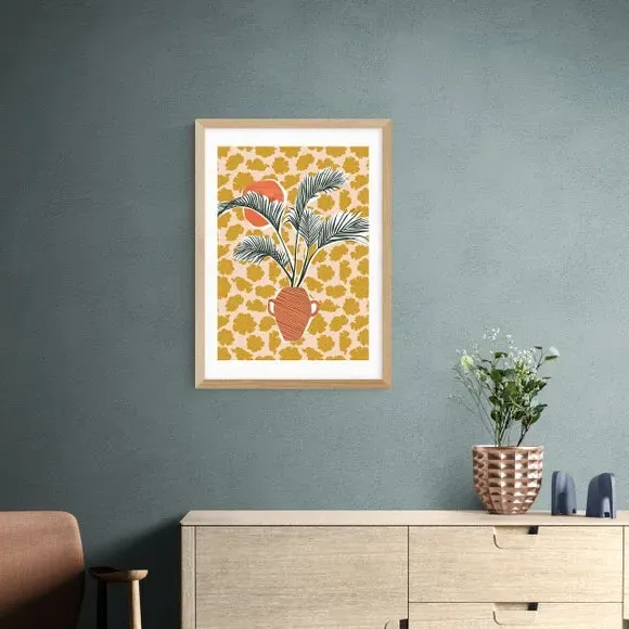 Potted Palm Tree Wall Print - Yellow