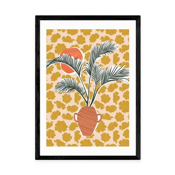 Potted Palm Tree Wall Print - Yellow