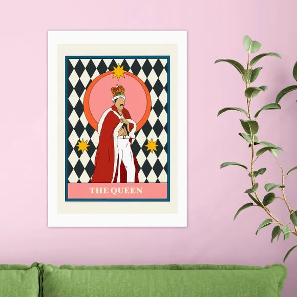 Queen Art Print with Tarot Design - Multicolor image