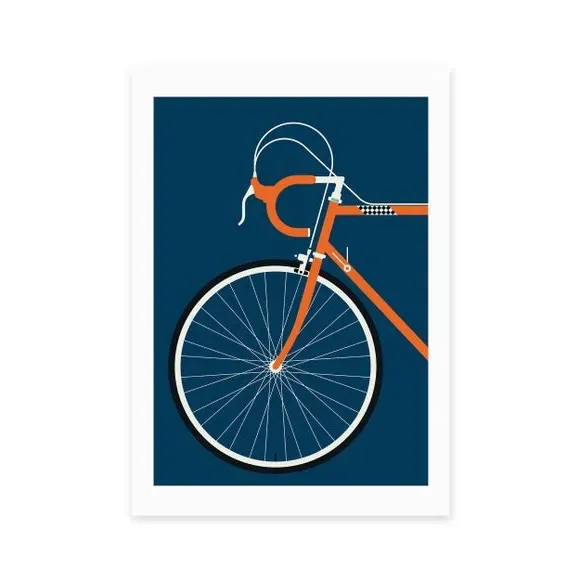 Race Bike Wall Print - Navy, Paper