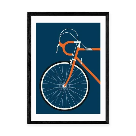 Race Bike Wall Print - Navy, Paper