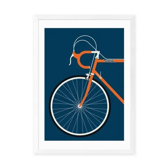 Race Bike Wall Print - Orange, Paper