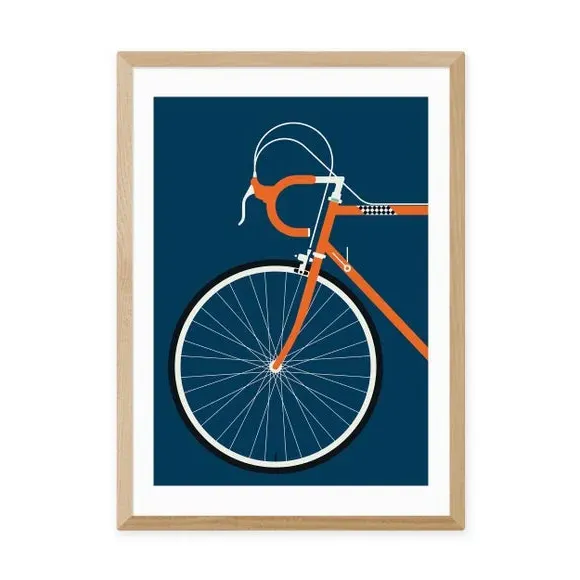 Race Bike Wall Print - Orange, Paper