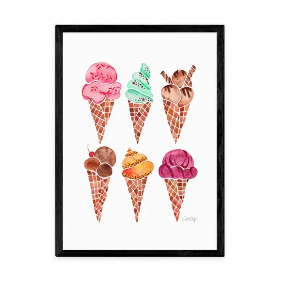 Rainbow Ice Cream Cones Print - Multicolor