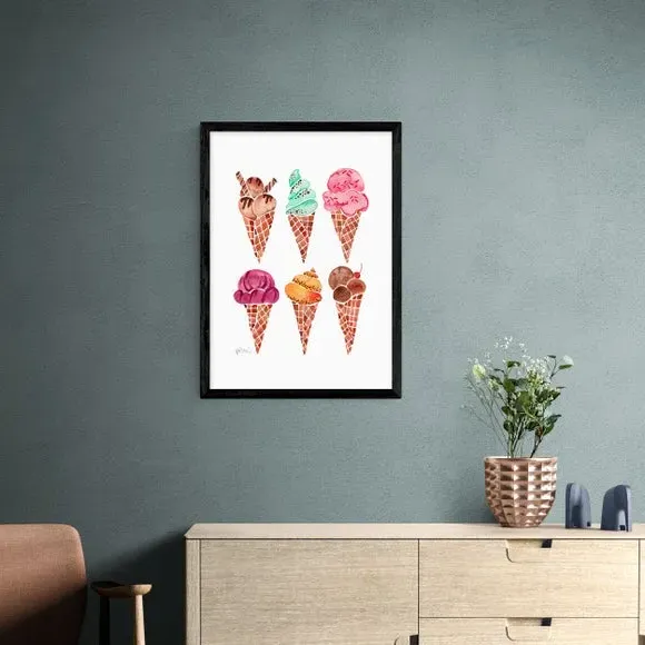 Rainbow Ice Cream Cones Print - Multicolor