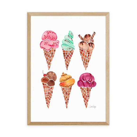 Rainbow Ice Cream Cones Print - Multicolor