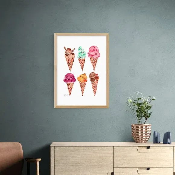 Rainbow Ice Cream Cones Print - Multicolor