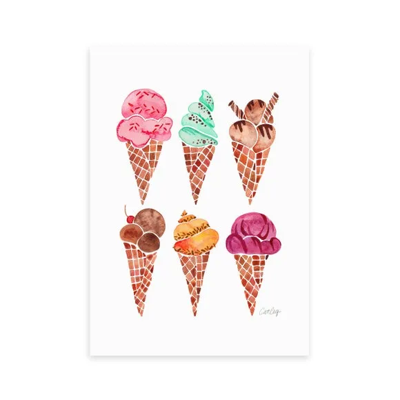 Rainbow Ice Cream Cones Print - Multicolor