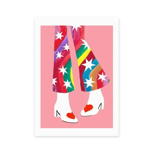 Rainbow Pants Wall Print - Multicolor, Paper
