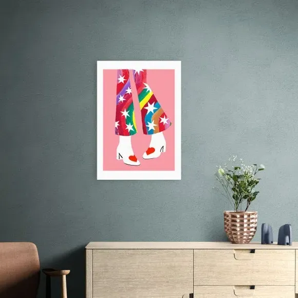 Rainbow Pants Wall Print - Multicolor, Paper
