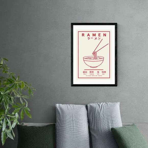 Ramen Wall Print - Red & White, Paper