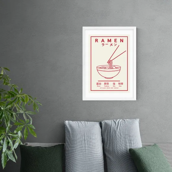Ramen Wall Print - Red & White, Paper