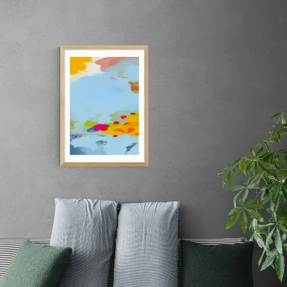 Red Poppies Field Abstract Framed Print