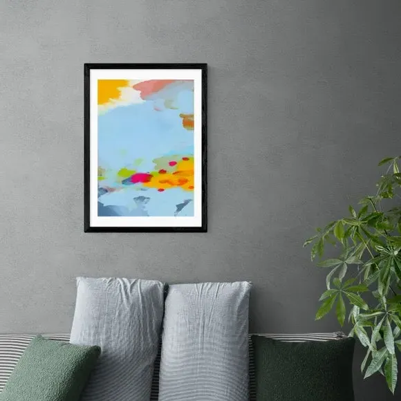 Red Poppies Field Abstract Framed Print