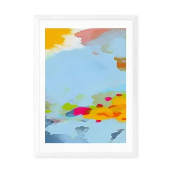 Red Poppies Field Abstract Framed Print