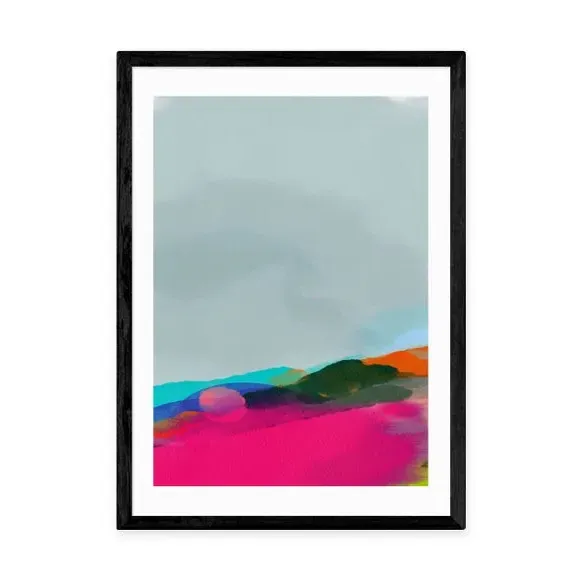 Red Poppies Field Abstract Framed Print - Multicolor