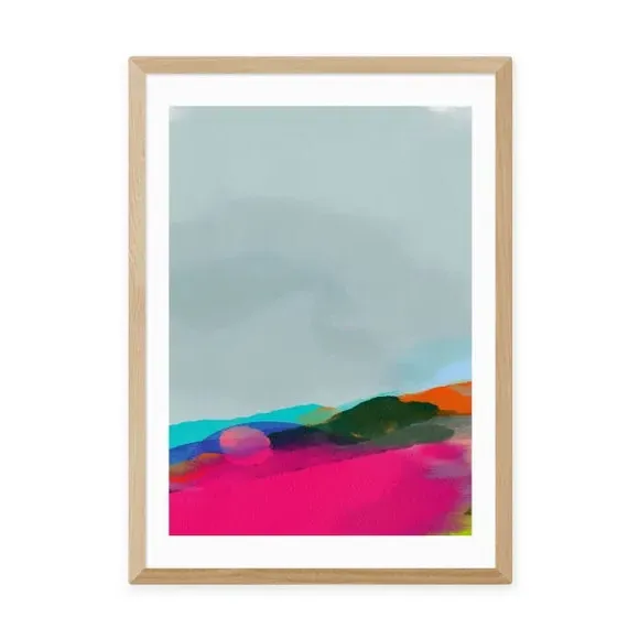 Red Poppies Field Abstract Framed Print - Multicolor