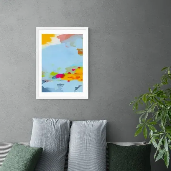 Red Poppies Field Abstract Framed Print