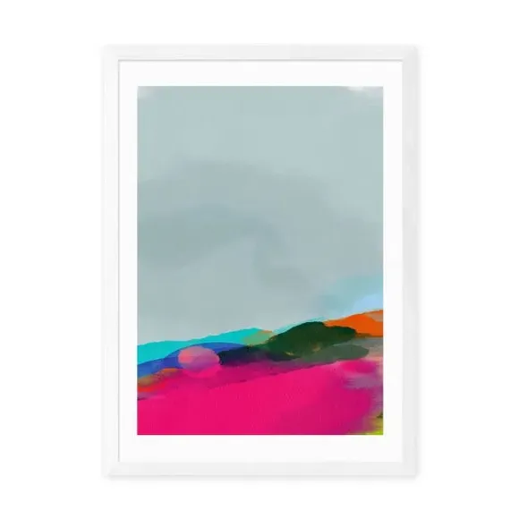 Red Poppies Field Abstract III Framed Print - Multicolor