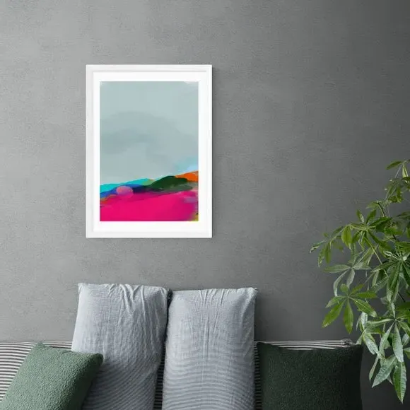 Red Poppies Field Abstract III Framed Print - Multicolor