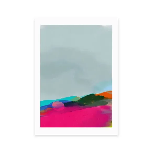 Red Poppies Field Abstract III Framed Print - Multicolor